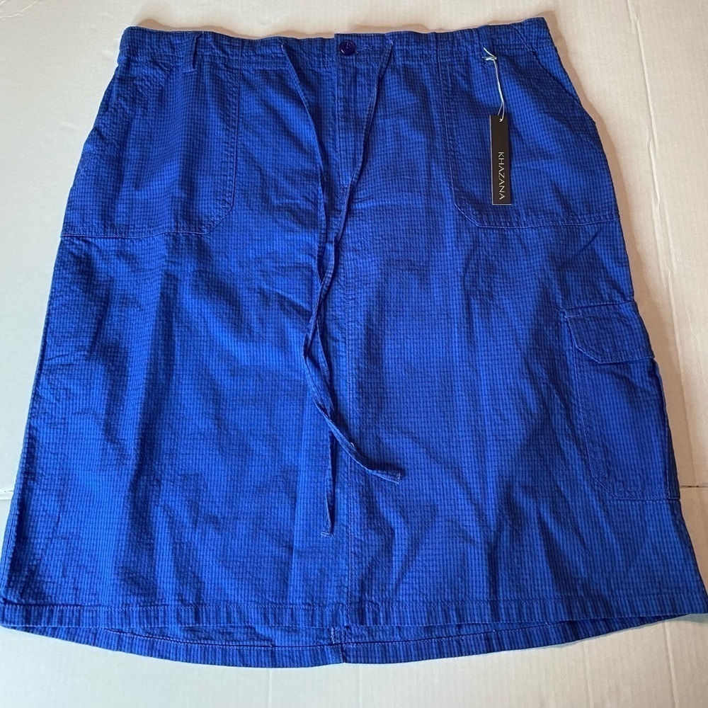 Khazana Womens Plus Size 1X Polyester Rayon Blend Blue Light Airy Midi Skirt